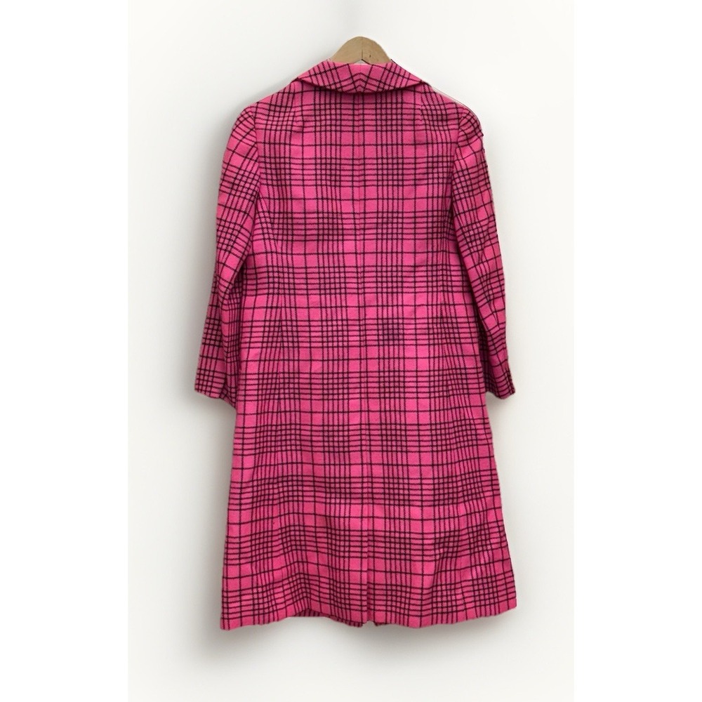 Vintage 1960s Bill Blass Hot Pink Black Plaid Dress Coat Jacket Size 8 ILGWU - Picture 2 of 7